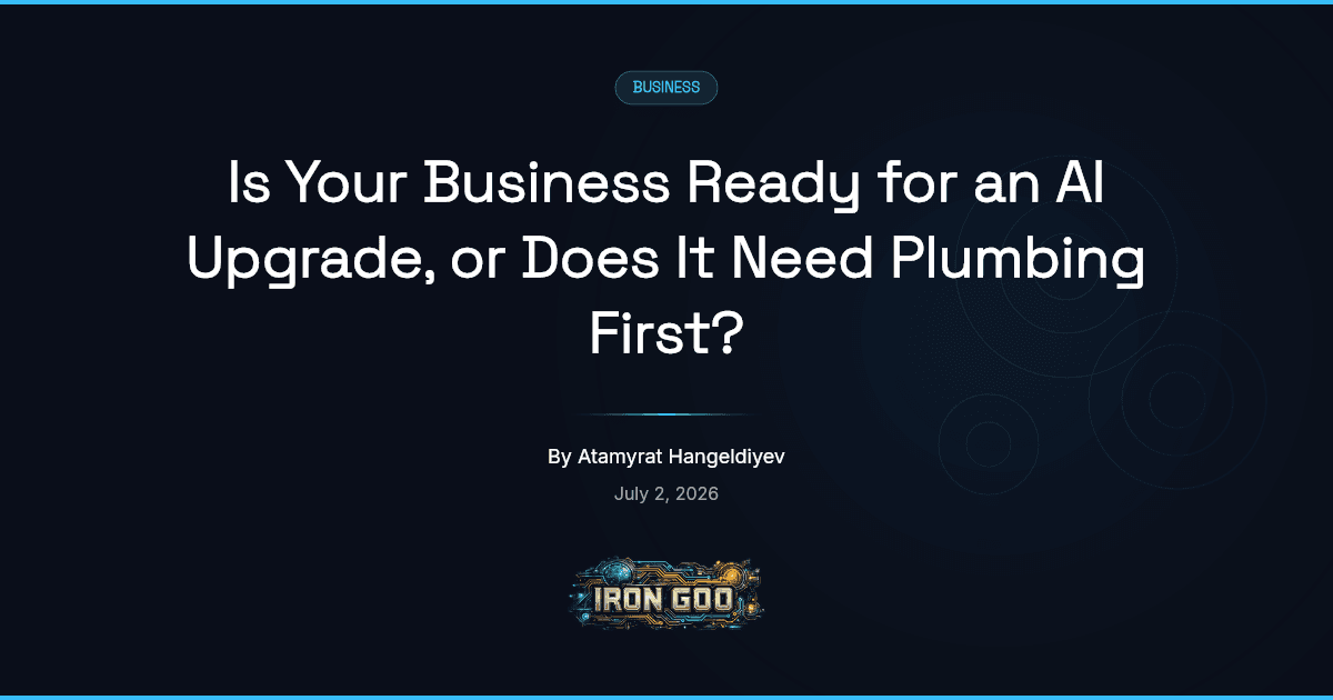 Iron Goo blog featured image on judging whether a small business is ready for an AI upgrade or needs its foundation fixed.
