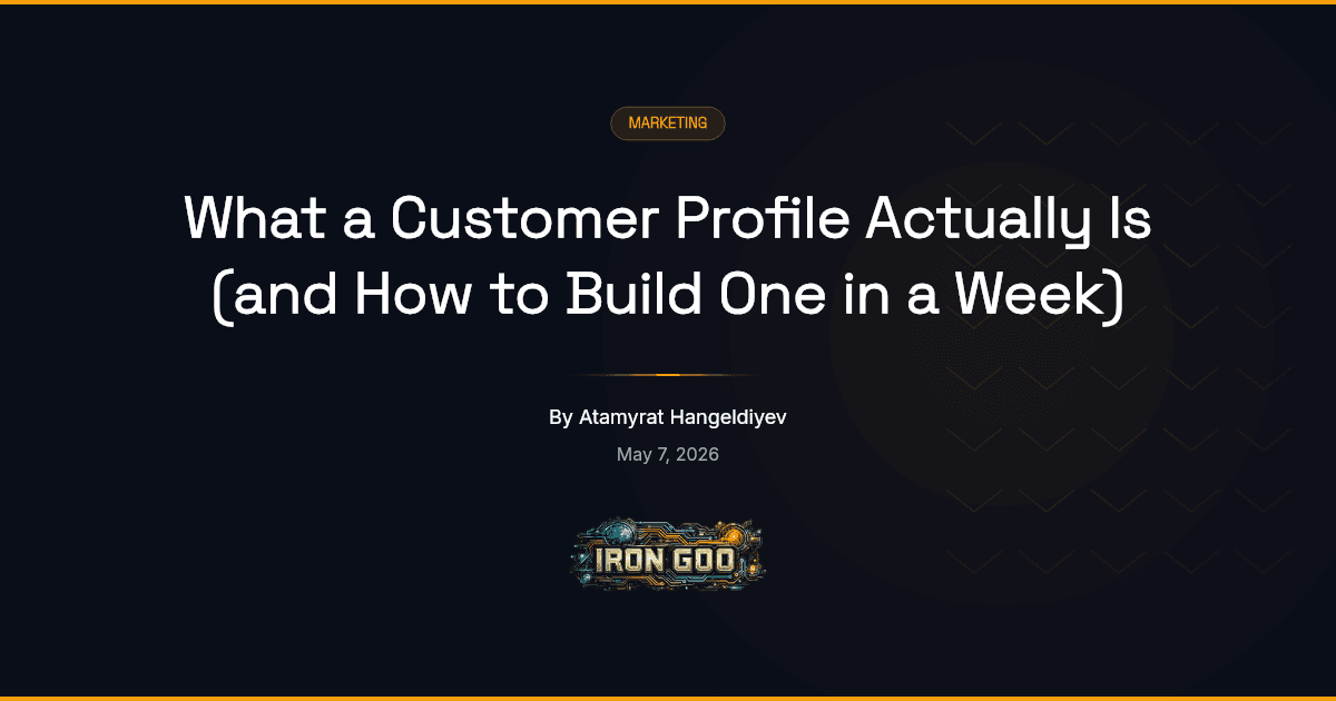 Iron Goo blog featured image defining a customer profile for a small business and the inputs that build one in a week.