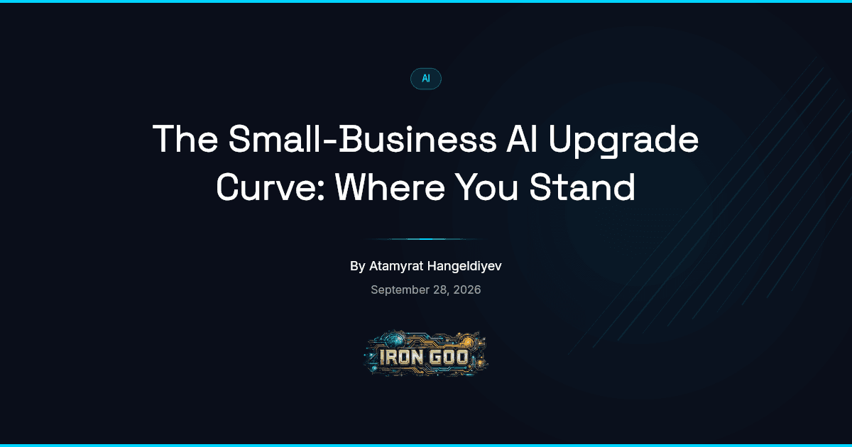 Iron Goo blog featured image mapping the stages of small-business AI adoption for locating your stage and next step.