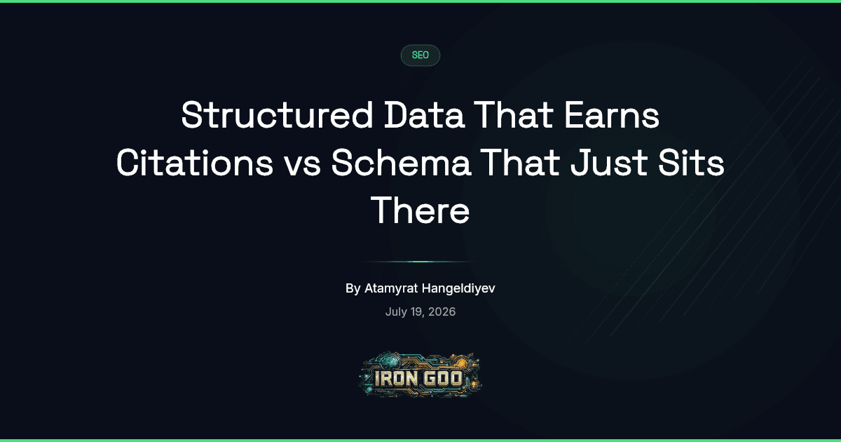 Iron Goo blog featured image contrasting structured data that confirms real facts with inert schema an engine ignores.