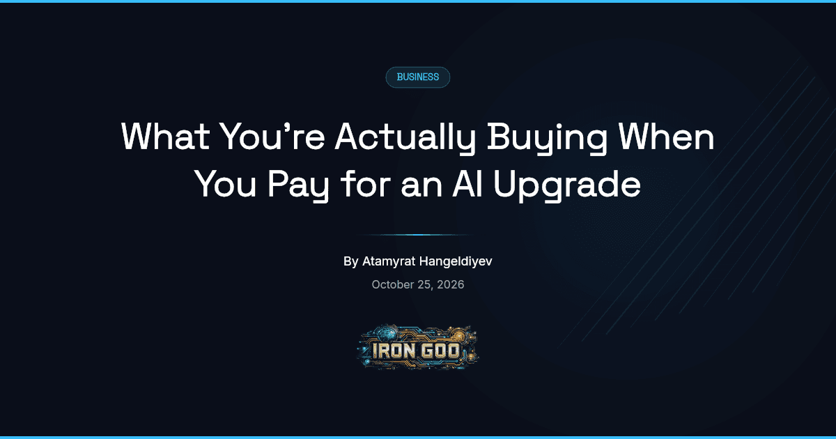 Iron Goo blog featured image on the real deliverable of an AI upgrade for a small business, beyond a login screen.
